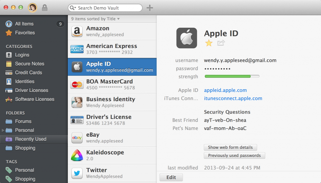 Screenshot 1Password